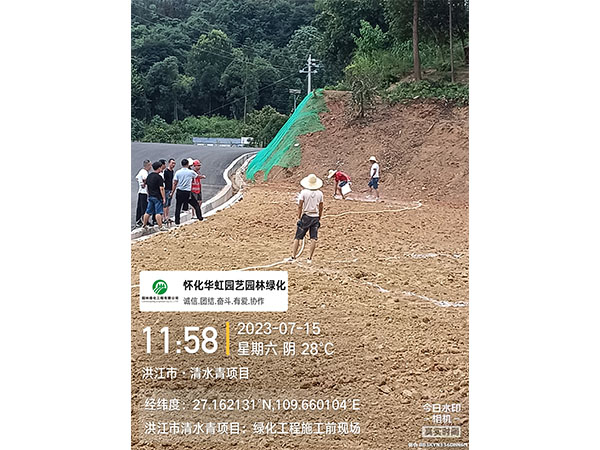 洪江市托口镇清水青村绿化微景观施工现场